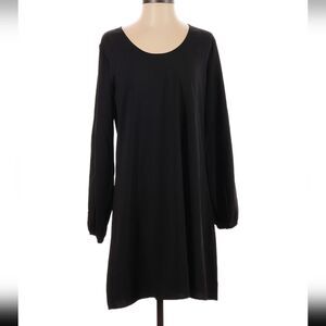 NWT Made With Love Casual Black Scoop Neck Open Long Sleeve Popover Dress